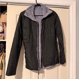 The North Face Women's Black Puffer Jacket with Gray Fleece